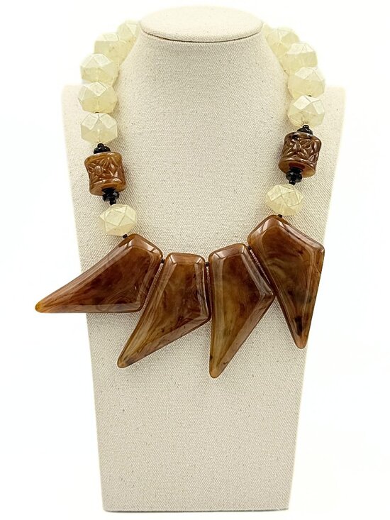 Angela Caputi Jewelry - Angela Caputi Designer Signed Palette French Geometric Acrylic Bib Necklace
